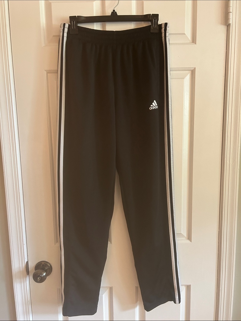 adidas Black Jogger Pants with White Side Stripes